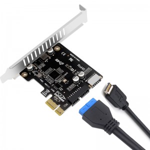 PCIE USB 3.0 kaardi PCI Expree kuni Type-E USB3 19P laienduskaardi ülikiire 5Gbps C-tüüpi kontrolleri adapter