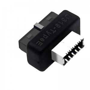 USB-päiseadapter USB3.0 19P/20P kuni TYPE-E 90-kraadine muundur eesmine TYPE C pistikport arvuti emaplaadi jaoks