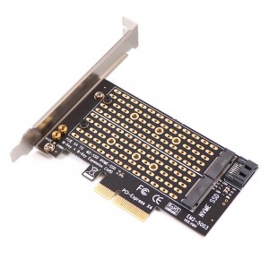ባለሁለት M2 NVME M.2 M Key SATA B key SSD ወደ PCI-e PCIe 3.0 Converter Adapter Card በካርዶች ላይ መጨመር ለ 2230 – 2280 ድጋፍ X4 X8 X16