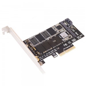 Dubbla M2 NVME M.2 M-nyckel SATA B-nyckel SSD till PCI-e PCIe 3.0-omvandlaradapterkort Tilläggskort för 2230 – 2280 Stöd X4 X8 X16
