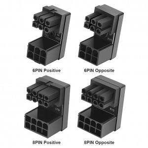 ATX 8Pin 6Pin Female to 8Pin 6Pin Male 180 Derajat Angled Power Adapter kanggo Desktop Video Card GPU