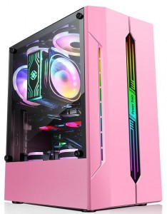 Táirge Nua Powertrain ES280 Pink Green PC Fonnadh FULL TOWER Gaming PC