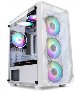 Panas Mohe3 Putih Kes Komputer Panel Kaca Kes Permainan Desktop M-ATX Kabinet PC