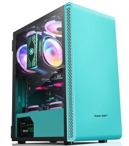DAOFENG 5 ពណ៌បៃតង ATX Tower Glass GPU Desktop Gaming PC Case Casin Gamer Cabinet Hardware
