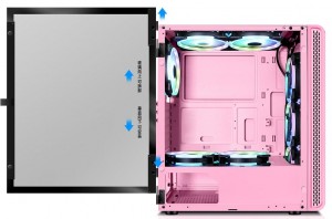 DAOFENG 5 PINK ATX Tower Glass GPU Desktop Gaming PC Case Casin Gamer Cabinet Hardware