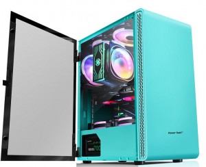 DAOFENG 5 groen ATX Tower Glass GPU Desktop Gaming PC Rekenaarkas Casin Gamer Cabinet Hardeware