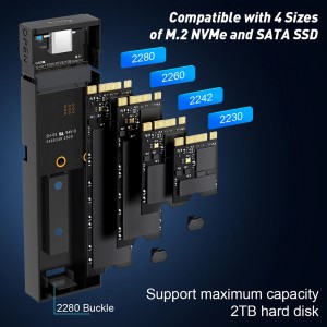 ئاليۇمىن M.2 NVME ۋە SATA NGFF قوشۇمچە قوش كېلىشىم Gen 2 USB 3.1 M.2 SSD سىرتقى قاتتىق دىسكا ماسلاشتۇرغۇچ HDD UASP NGFF