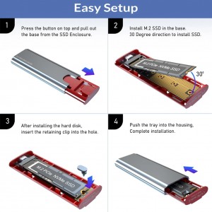 ඇලුමිනියම් M.2 NVME සහ SATA NGFF Enclosure Dual Protocol Gen 2 USB 3.1 M.2 SSD External Hard Disk Drive Adapter HDD UASP NGFF