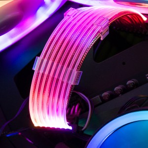 Cable RGB LED de 8 pins (6 + 2) * 2 El cable GPU de Neon 5V està disponible per a cable d'extensió de targeta gràfica de 8 pins * 2 files de 3 pins