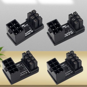 ATX 8Pin 6Pin Female to 8Pin 6Pin Male 180 Degree Angled Power Adapter for Desktop Video Card GPU
