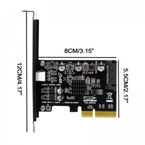 Desktop PCIe ke Type-c USB3.2 Gen2 x 2 20Gbps Adaptor Ekspansi Bebas Driver ASM3242