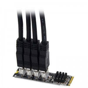 M.2/NGFF до 4 порти PCI-E USB3.0 Картичка за проширување M2 до графичка картичка USB3.0 Продолжен кабел 1 до 4