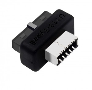 USB Header Adaptor USB3.0 19P/20P ke TYPE-E 90 Derajat Converter Depan TYPE C Plug-in Port untuk Papan Utama Komputer