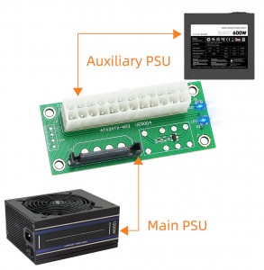 آداپتور منبع تغذیه چندگانه دو PSU جدید، برد برق سنکرون، افزودن 2 PSU با LED برق به کانکتور SATA 15 پین
