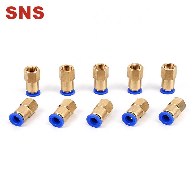 SNS SPCF Series Straight Female Thread Quick Connect Brass Pneumatic Fitting for air pu tube hose