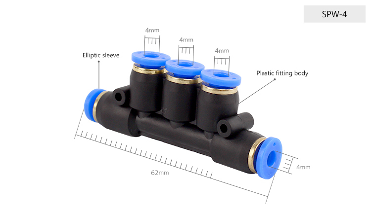 Perfect Connector: SNS SPW Series Push-In Connector Three Branch Connector Plastic Air Hose PU Tube Connector Manifold Connector Pneumatic 5-Way Connector