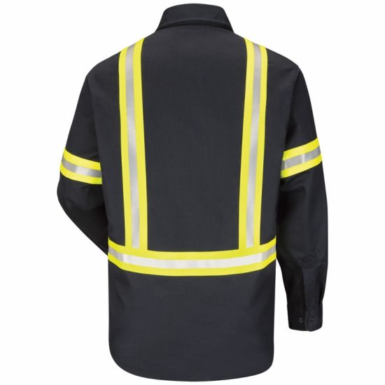 Hi Viz Protective Safety Work Uniform Button Adjustable Cuffs Workwear Shirt mei reflektearjende tapes