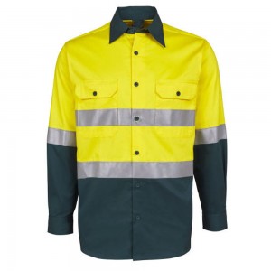 Kontrastfarbenes gelb-schwarzes Workwear-Hemd