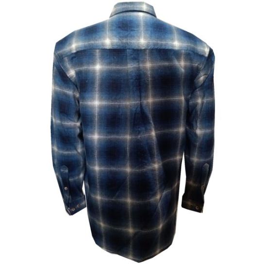 남성용 100% 면사 염료 샴브레이 체크 무늬 긴소매 우븐 셔츠