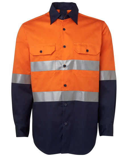 Camisas de uniforme de seguridade de manga longa para homes con botóns