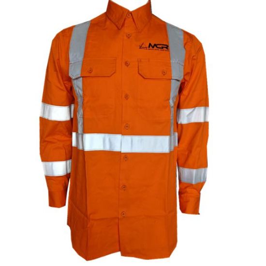 Camicia da lavoro bicolore 190 g a maniche lunghe L/S arancione/blu navy ad alta visibilità