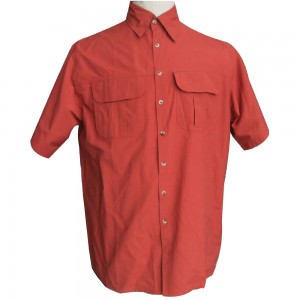 Camisa de traballo vermella de manga curta para adultos