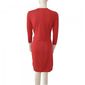 ग्रीष्मकालीन महिला लाल शॉर्ट स्लीव्ह ड्रेस