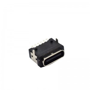 USB TYYPPI C 6 Pin SMT vedenpitävä IPX8 naaras L=7,5 mm ja paikannuspylväsliitin