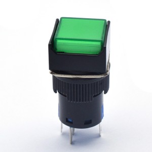 Röd/grön 12VDC LED-lampa 5-stifts tryckknappsbrytare 5A 250VAC 15mm monteringshål