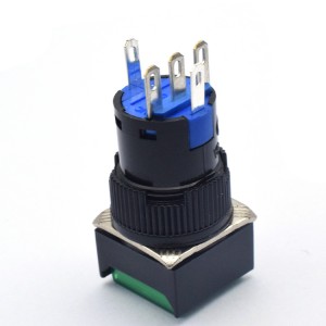 អំពូល LED 12VDC ពណ៌ក្រហម/បៃតង ប៊ូតុងបិទបើក 5 PIN រន្ធដោតភ្ជាប់ 5A 250VAC 15mm