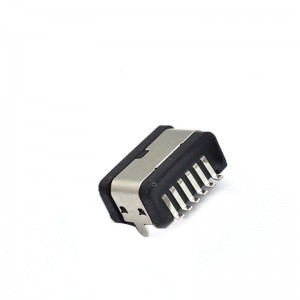 USB TYPE C 6 Pin SMT ရေစိုခံ IPX8 အမျိုးသမီး L=7.5mm ကော်လံကွန်နက်တာတည်နေရာ