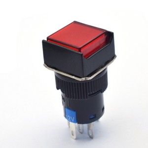 Raudona / žalia 12 VDC LED lempa 5 PIN mygtuko jungiklis 5A 250 VAC 15 mm tvirtinimo angos