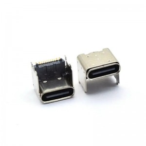 SMT USB Type C 16 pin အမျိုးသမီး ချိတ်ဆက်ကိရိယာ အမြင့် 1.6mm အရှည် 7.95mm SMD USB C ပလပ်ပေါက်