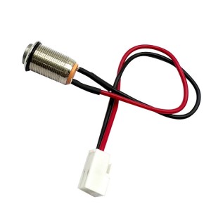 Tlačítkový spínač 12mm Nerezová ocel Kovový krátkodobý tlačítkový spínač + 10cm červený a černý kabelový svazek