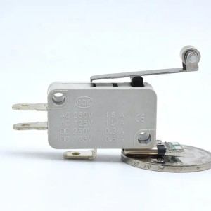 Interruptor de limite 15A 250V Micro interruptor de 2 pinos cinza tipo momentâneo interruptor SH4-3 com alavanca