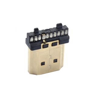 Usb A Male Connector Gold Plated HD Multimedia Interface Type HDMI Male Socket Double Buckle Post Connector 20PIN