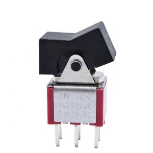 Interruptor de commutació de 6 pins en miniatura encès, normalment obert, vermell amb barret negre