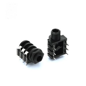 រន្ធដោតស្តេរ៉េអូ 6.35mm 2Poles PCB Panel Mount 4 Pin 1/4" 6.35mm Female Socket