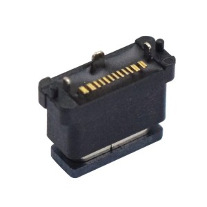 წყალგაუმტარი IPX8 პლასტმასის მიკრო USB ტიპის c კონექტორი ქალის სოკეტი 16 პინიანი PCB SMD