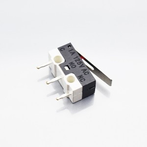 Prekidač tipke miša 1A 125VAC SPDT poluga za luk, mini mikro prekidač s PCB terminalom