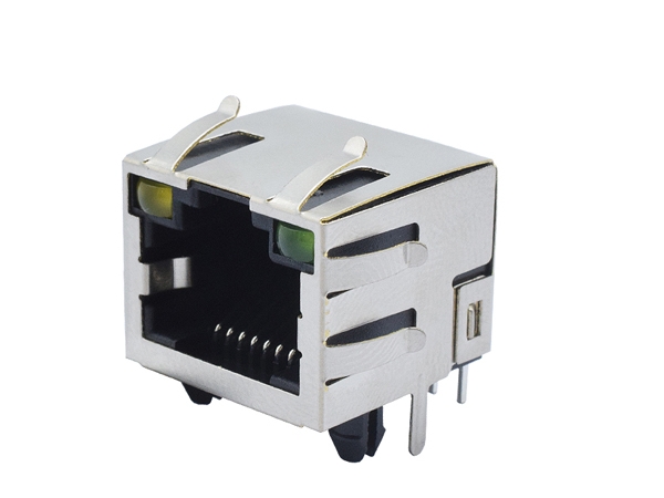 HOT SALE RJ45 with LED light manufacture PCB modular jack with light computer component 8 pin rj45 female connector