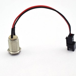 Interruptor de botón de metal de 12 mm con cable de terminal Adhesivo termofusible Personalización de 2 pines