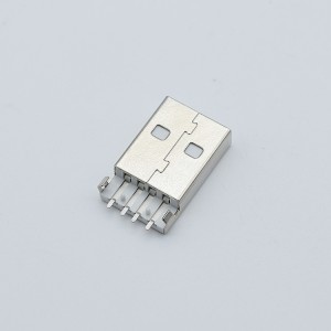 USB AM 180 graduko konketa-konektorea 4 pin Entxufea 2,0 mm 12 * 4,5 * 18,75 mm USB-MOTA A gizonezkoa