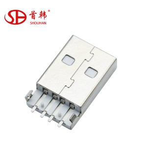 USB AM 180 graduko konketa-konektorea 4 pin Entxufea 2,0 mm 12 * 4,5 * 18,75 mm USB-MOTA A gizonezkoa