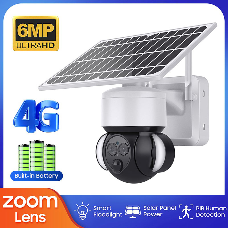 12XZoom Floodlight solar kamera ine 6W solar panel