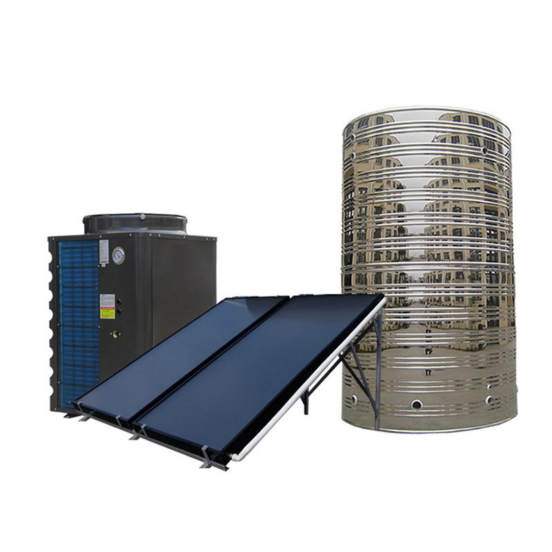 Solar thermal hybrid heat pump water heating system with flat plate solar collectors Featured Image