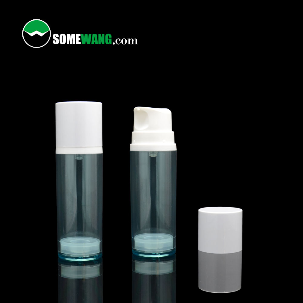 50ml 120ml 180ml အပြာရောင် ဖုန်စုပ်ပုလင်း AS ပလပ်စတစ် Airless Pump ပုလင်း Cream emulsion ပက်ကေ့ဂျ် လေမဲ့ပုလင်း