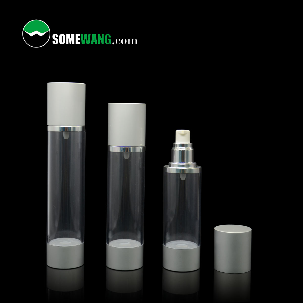 Desain baru serum transparan botol pengap 30ml 50ml 80ml 100ml 120ml perak wadah kosmetik SEPERTI pompa wadah pengap