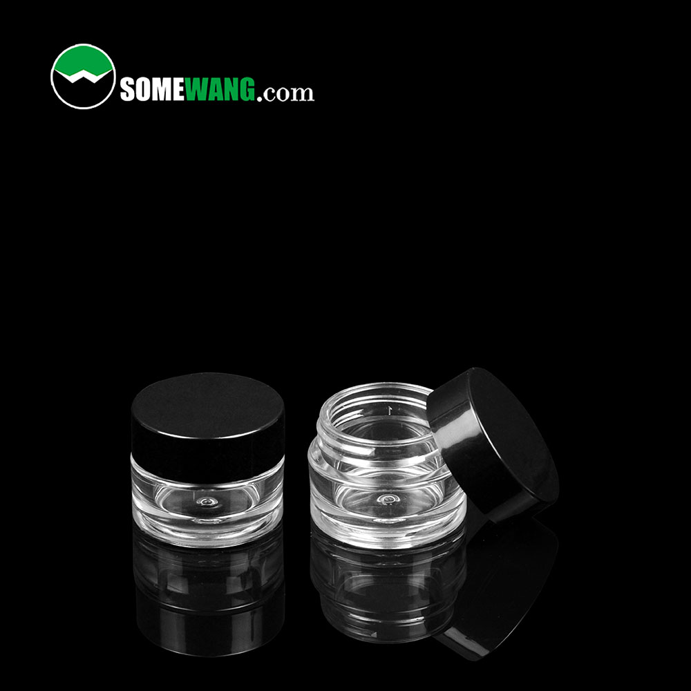 8ml ថ្មី 8ml Thick-Wall Clear PET Cosmetic Jar High Clarity Round Base Heavy Wall with Black Lid