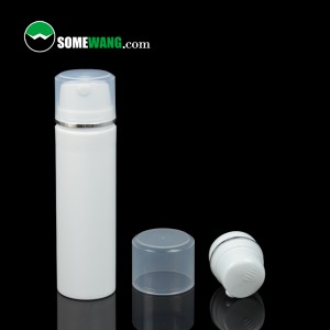 Valge PP 30 ml 50 ml 80 ml 100 ml 120 ml 150 ml õhuvaba plastikkonteiner, kosmeetiline tühi vedelikupump õhuvaba pudel